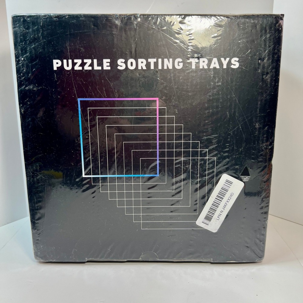 Tidyboss 8 Black Puzzle Sorting Trays with Lid 10x10 Stackable Organizer Storage